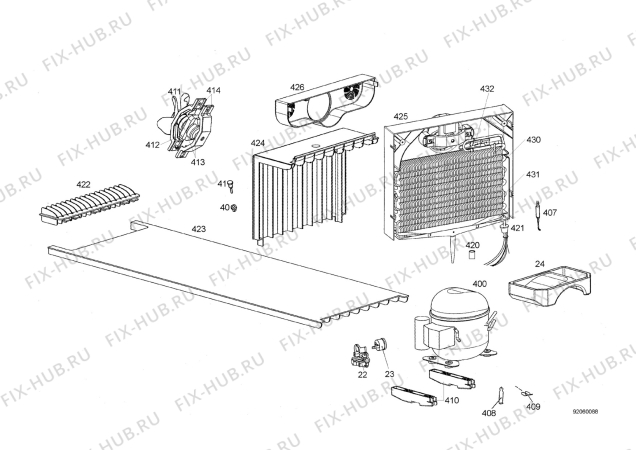 Взрыв-схема холодильника Electrolux ECS3070 - Схема узла Cooling system 017